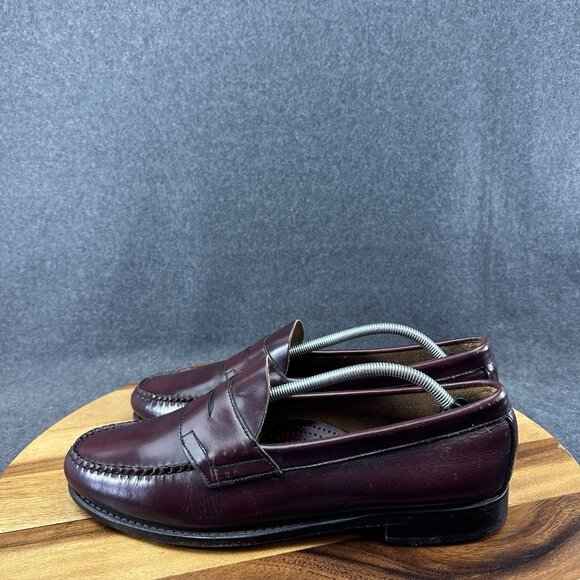 GH Bass Men's Burgundy Size 12 D Weejuns Leather Penny Loafers - Picture 6 of 14